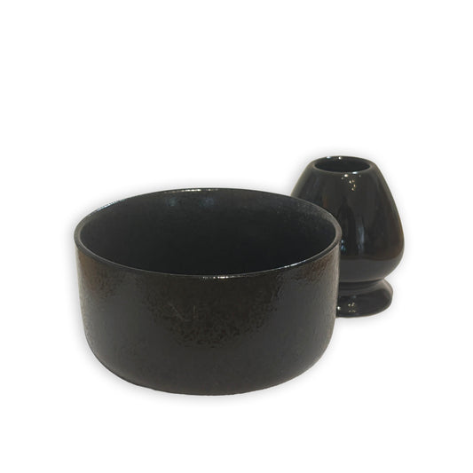 Obsidian Matcha Bowl + Whisk Holder