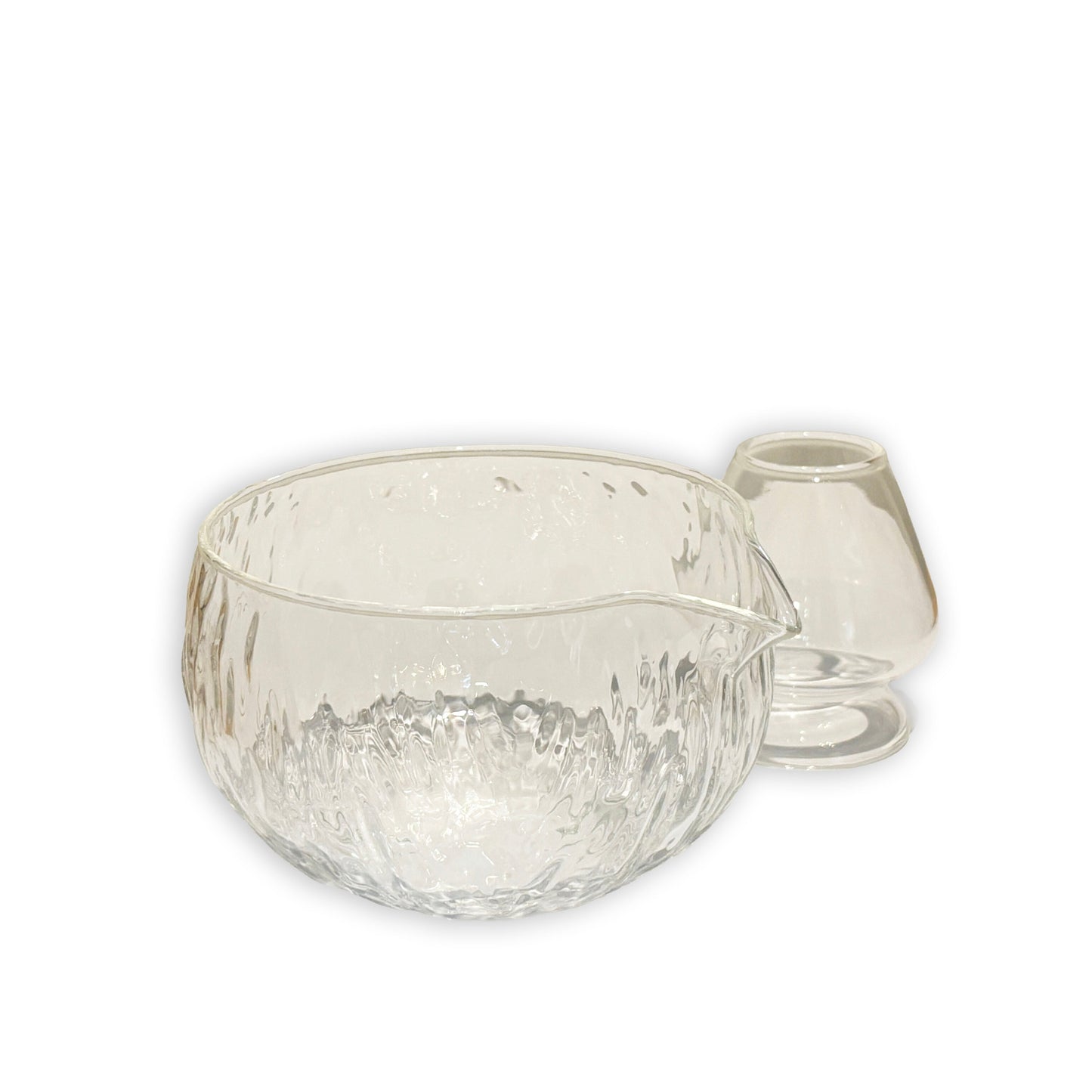 Textured Glass Matcha Bowl + Whisk Holder