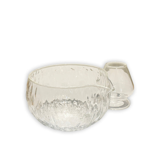 Textured Glass Matcha Bowl + Whisk Holder